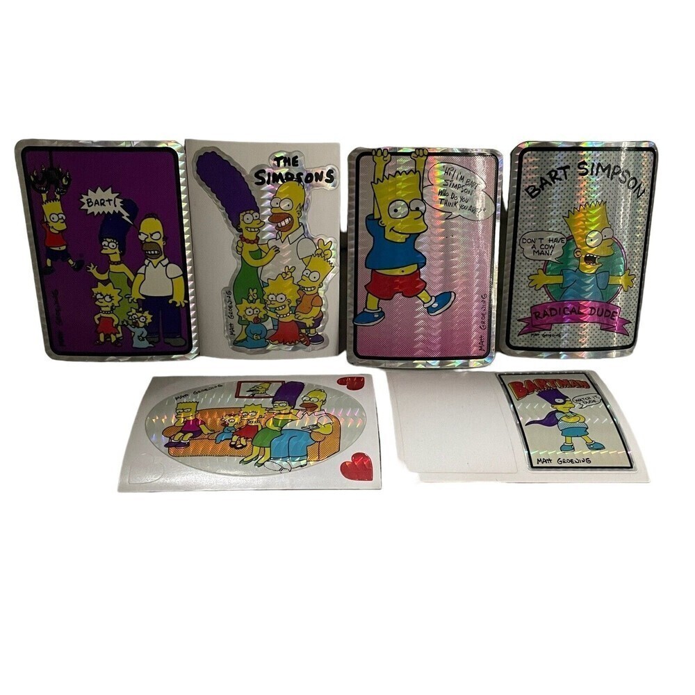 Vintage Lot of 6 The SIMPSONS Vending Machine Prism Stickers Bart Homer Marge
